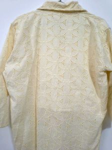 Light Yellow Eyelet Button-Up Top