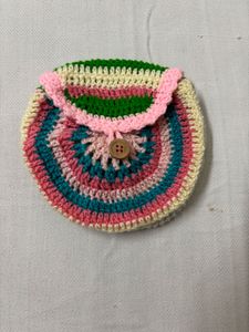 🆕Multicoloured Crochet Pouch Bags(Set of 2)