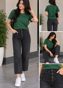 Women's Black Button-Fly Jeans
