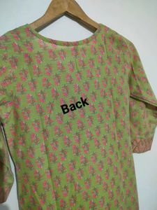 Green &amp; Pink Floral Print Kurti