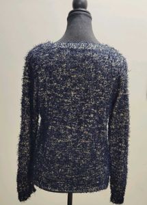 Blue Textured Knit Sweater