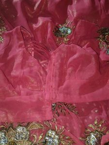 Embroidered Rust Saree