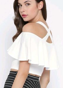 White Off-Shoulder Crop Top