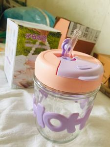 Cute Glass Tumbler with Straw Lid🥰
