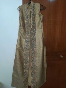 Orange Tie-Dye Kurta Set and  golden shrug