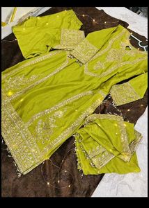green kurti half set