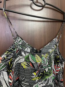 IMPORTED Tropical Print Cami Top with Zipper Detai