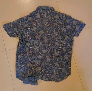 Men's Blue Floral Short Sleeve Shirt