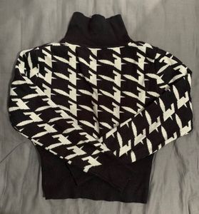 Houndstooth Knit Polo Crop Top
