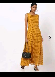 Mustard Yellow Polka Dot Maxi Dress