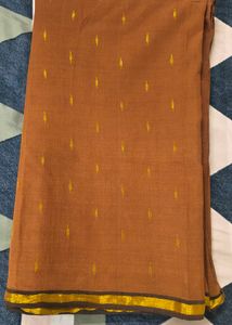 Elegant Brown Saree with Golden Accents