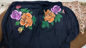hand painted black cotton dupatta