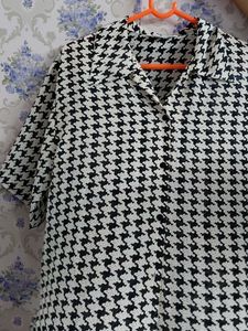 Houndstooth Open Front Kimono