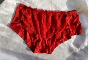 Lace Trim Red Briefs