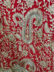 get free paranda Red Embroidered salwar sui