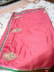 Elegant Pink Saree with Embellishments