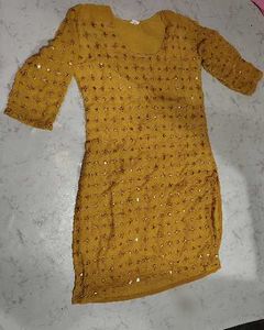 Yellow Embroidered Kurta with Sharara