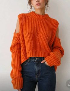 heavy imported Chic Cold Shoulder Knit Sweater