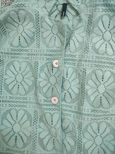 Mint Lace Button-Up Shirt
