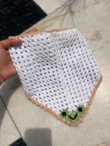 Crocheted Scarf with Frog Design