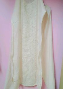 Elegant Cream Lace Kurta