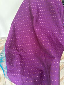 Beautiful Purple Saree with Teal Blouse