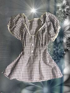 Y2k aesthetic plaid babydoll top 𐙚⋆°🦢｡⋆♡