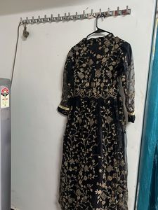 Elegant Black &amp; Gold Embroidered Suit