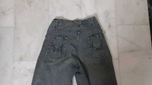 Grey Wide Leg Denim Jeans