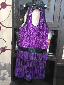 Sparkling Purple Sequin Fringe Dress