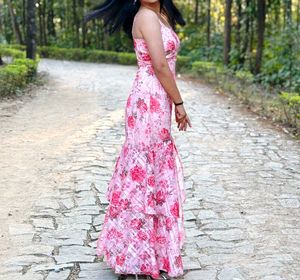 Pretty Pink Floral Maxi Dress