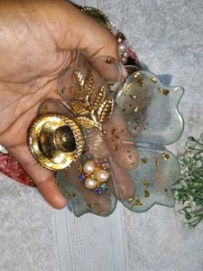 Karwa chauth pooja thali with tiny Tilak thal