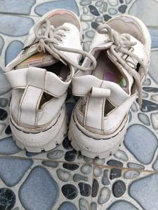 White Chunky Platform Sneakers