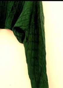 Green Cropped Knit Sweater