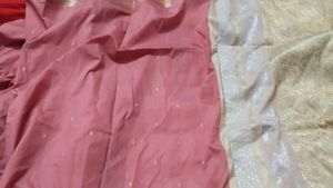 Elegant Pink Saree with Gold Border