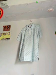 Men's Light Blue Polka Dot Polo Shirt