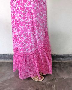 Flowy Pink Floral Maxi Dress