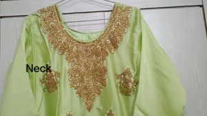Embroidered Green Kurti Set