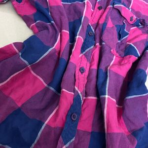 Max Pink &amp; Blue Plaid Flannel Shirt