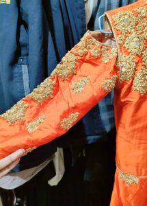 3 pcs Elegant Orange Ethnic Gown