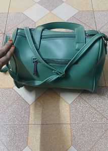 Chic Teal Heart Quilted Satchel Bag