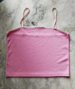 🩷cute Pink Spaghetti Strap Crop Top