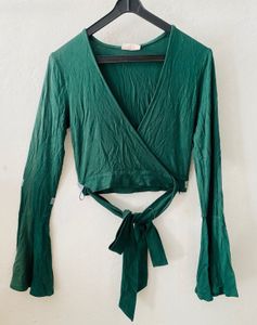 Emerald Green Wrap Crop Top 💚