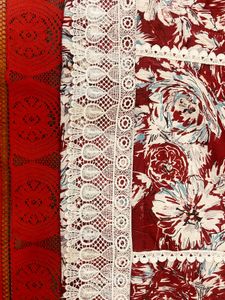Maroon Floral Print Kurta with Lace