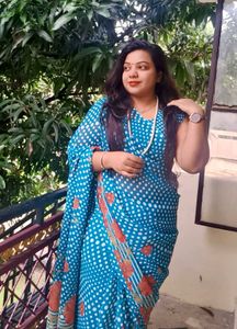 Red &amp; Yellow Polka Dot Saree