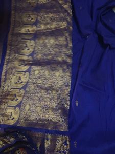 Elegant Royal Blue Saree with Gold Border