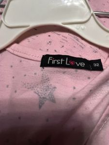 Pink Top With Star Print, Cold Shoulders Size 32