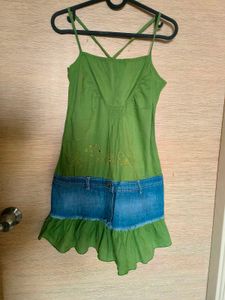 Creative Cotton Denim Dress 💚💙