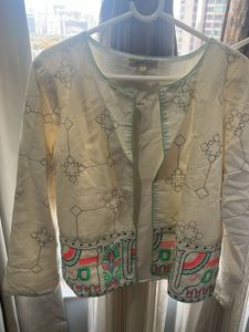 Embroidered Cream Ethnic Jacket
