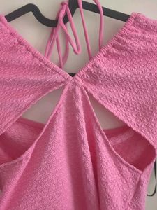Pink Textured Bikini Top barbie collection
